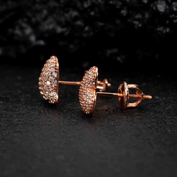 Pink Rose Gold 925 Sterling Silver Womens Pretty Cute Best Heart Stud Earrings - Picture 3 of 5